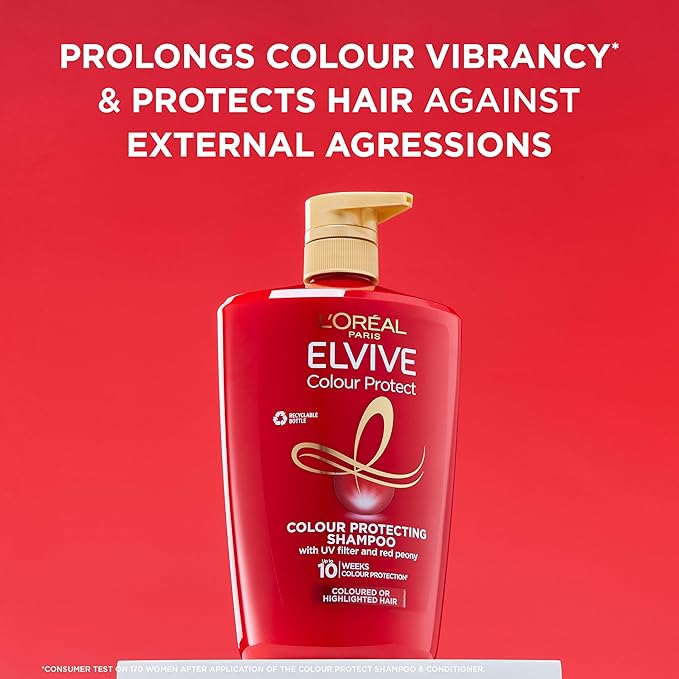 L’Oréal Paris Elvive Colour Protect Shampoo XL for Coloured, Highlighted Hair, Prolongs Colour Vibrancy, Silicone Free, 1L