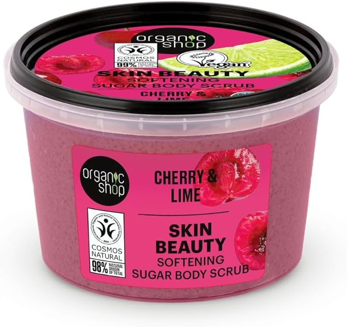 Organic Shop Skin Beauty Softening Sugar Body Scrub Cherry & Lime, 250 ml